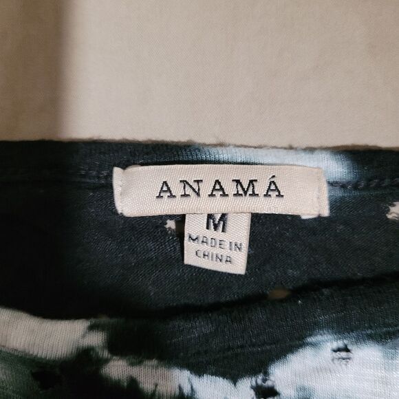 Anama size medium black white cold shoulder top with designed holes distressed - Picture 3 of 5